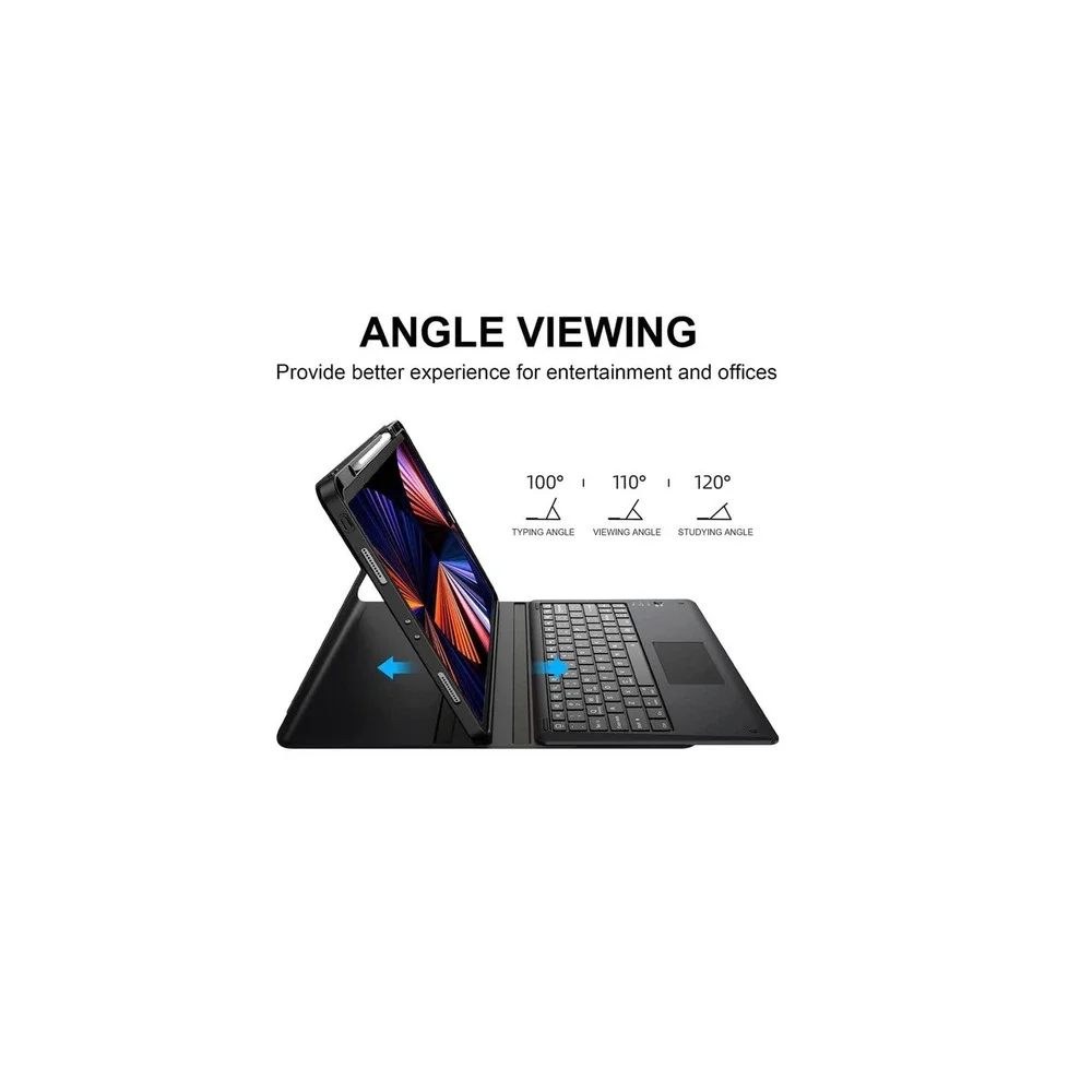 iPad Pro 12.9 Case with Keyboard Case Trackpad 7 Color Backlit Pencil Holder